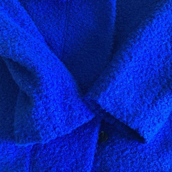 LOFT Curly Funnel Neck Coat. Cobalt. Size Large Petite - Picture 11 of 16